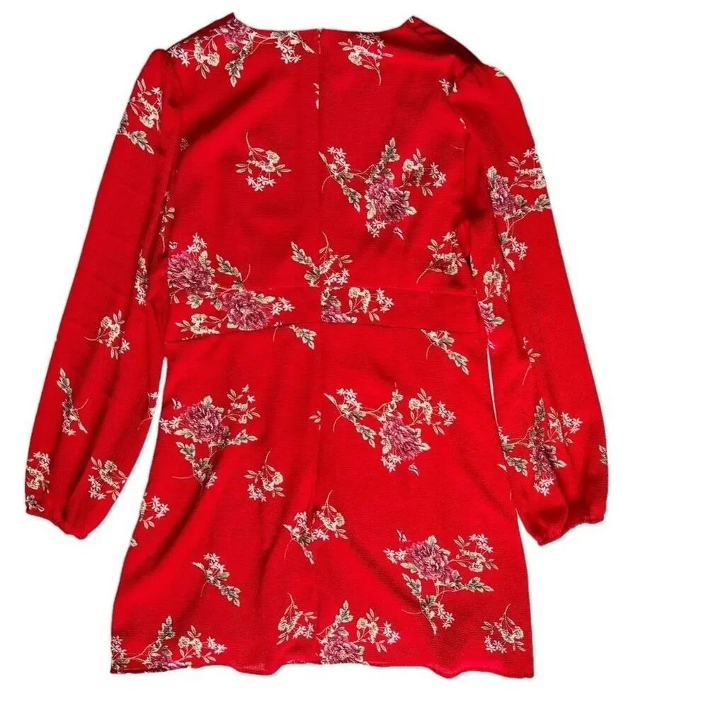 Fashion Nova Land of Make Believe Floral Flare Dress Plus Size 2X Red - Picture 6 of 12